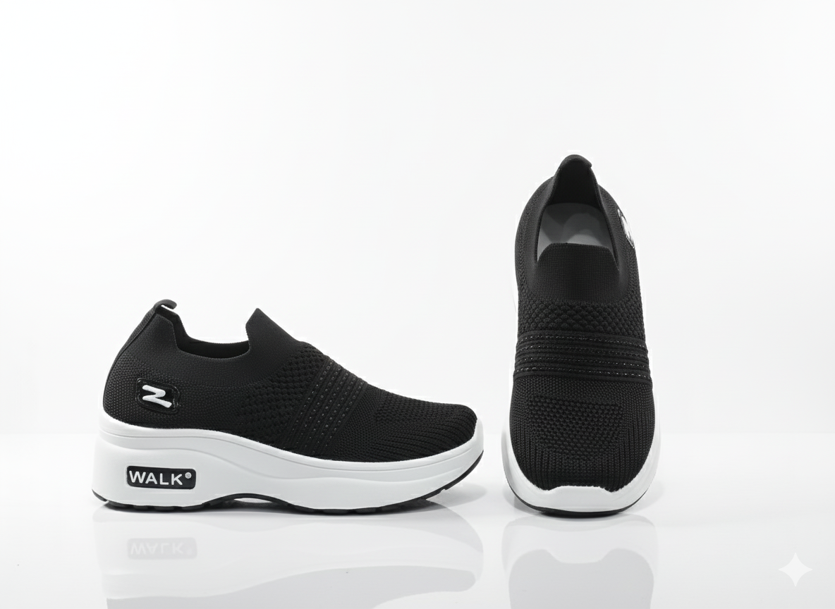Pair of black slip-on with white sole