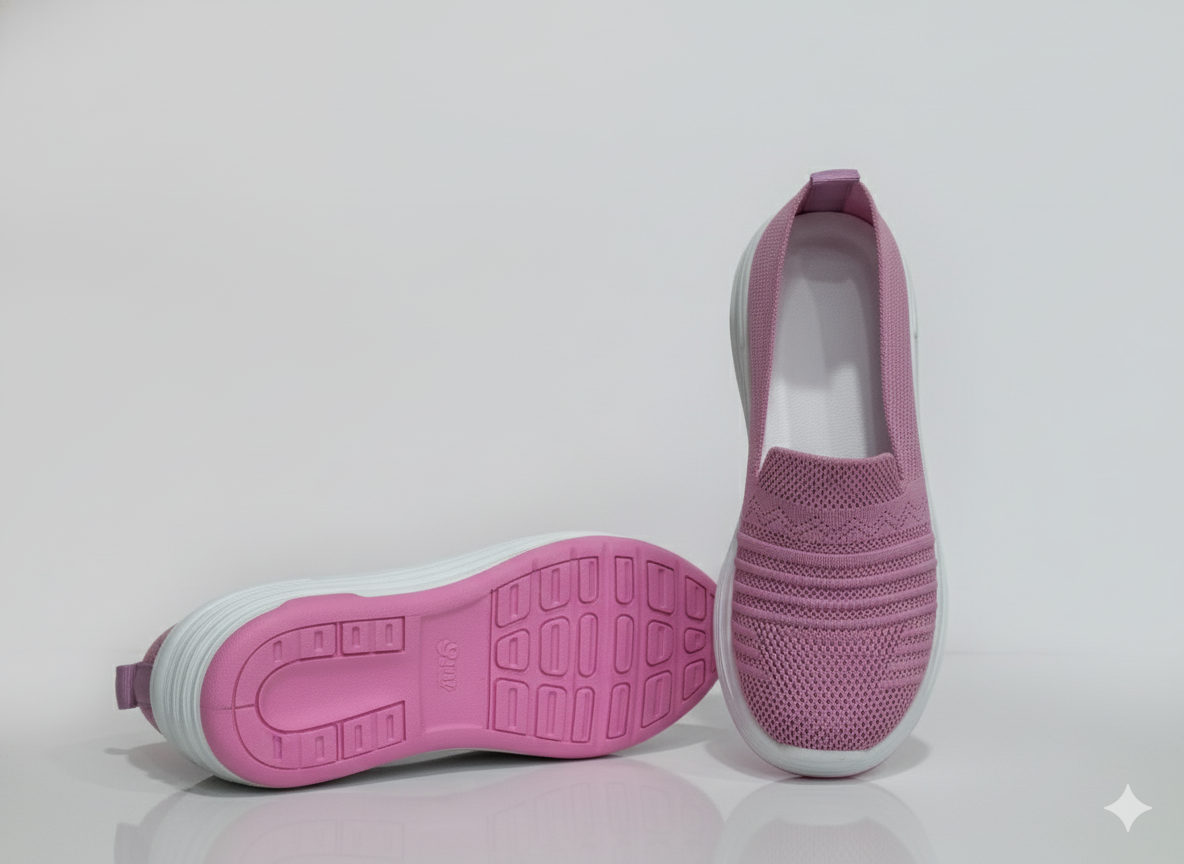 Pair of pink slip-on shoes