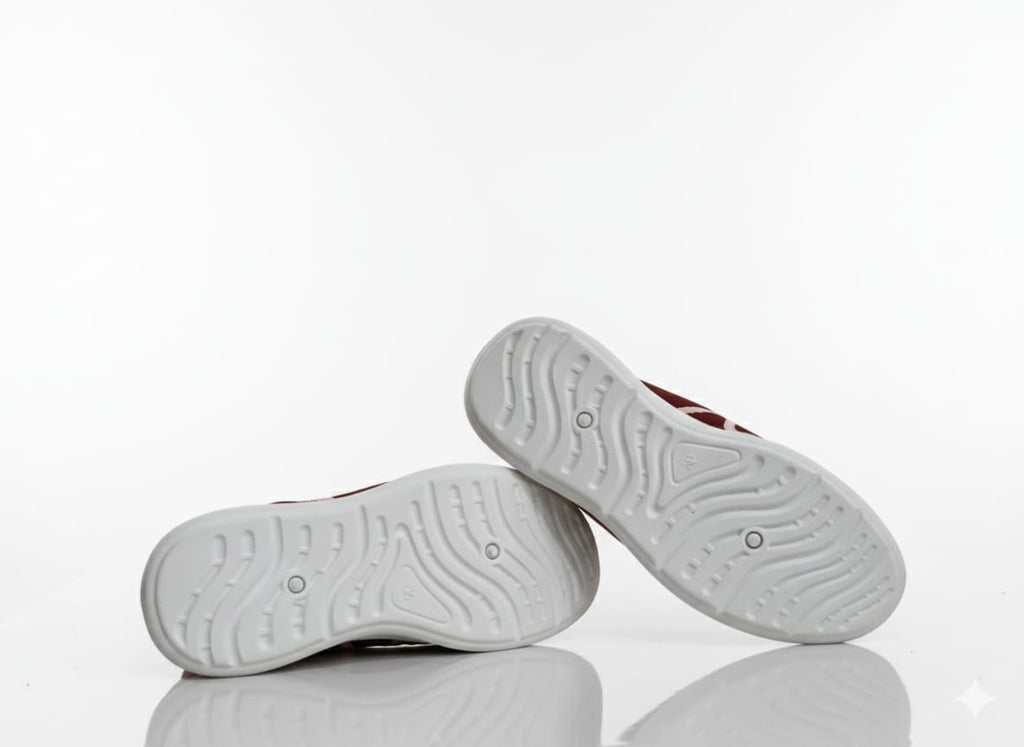 Red slip-on Shoes with white soles