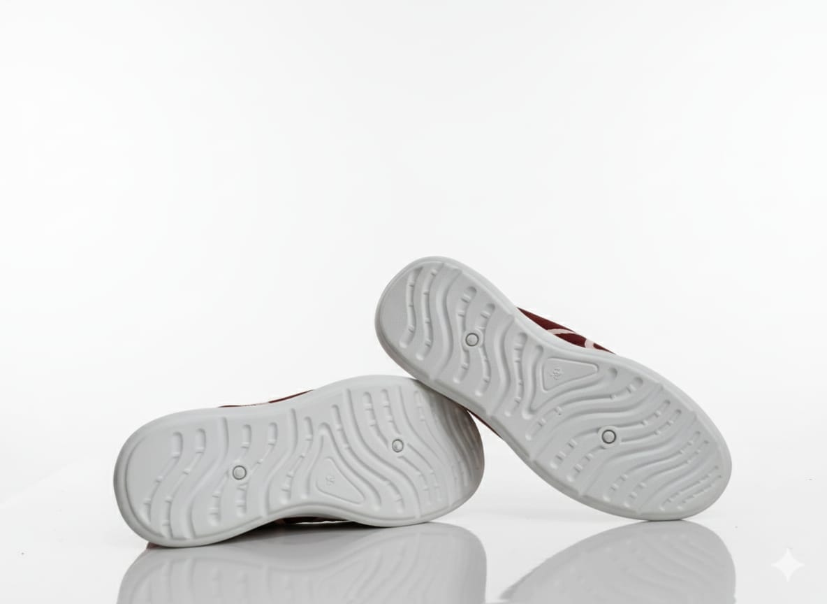 Red slip-on Shoes with white soles